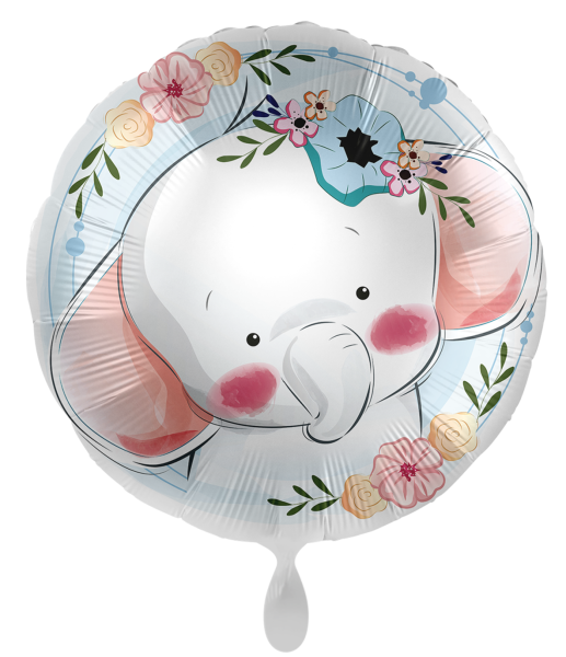 Folienballon - Elefant mit Blume - ø 43cm